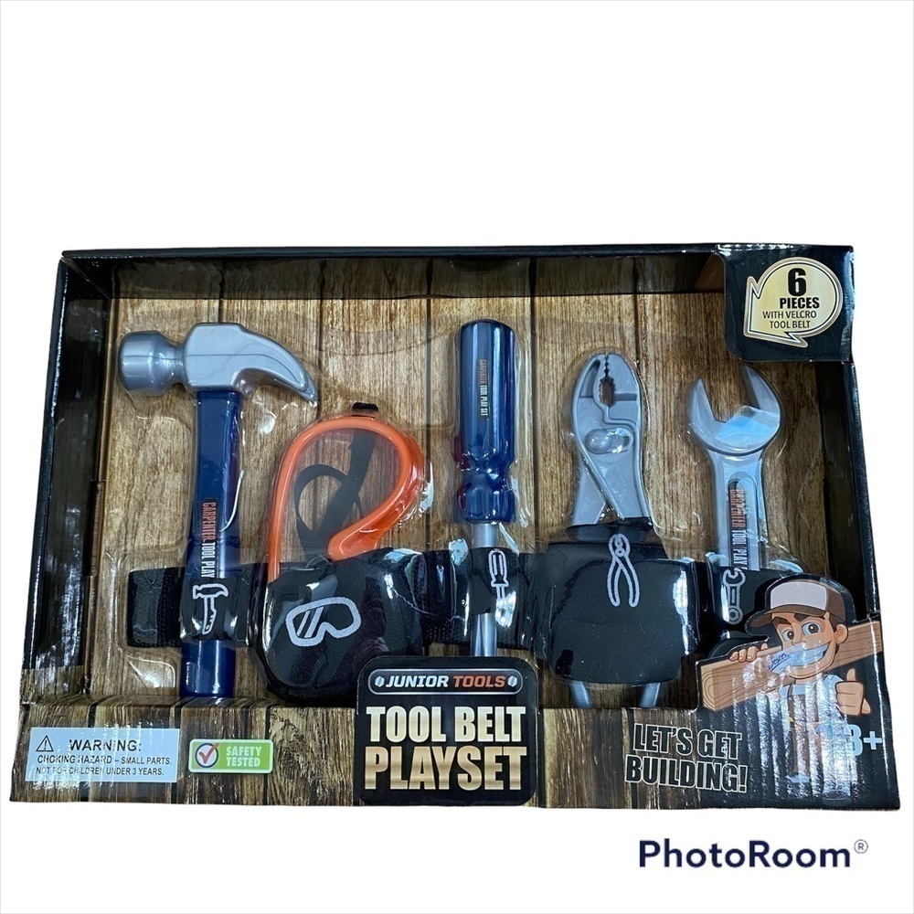 Tool Belt Play Set Realistic Kids Toy NEW Goggles Screwdriver Wrench Pretend